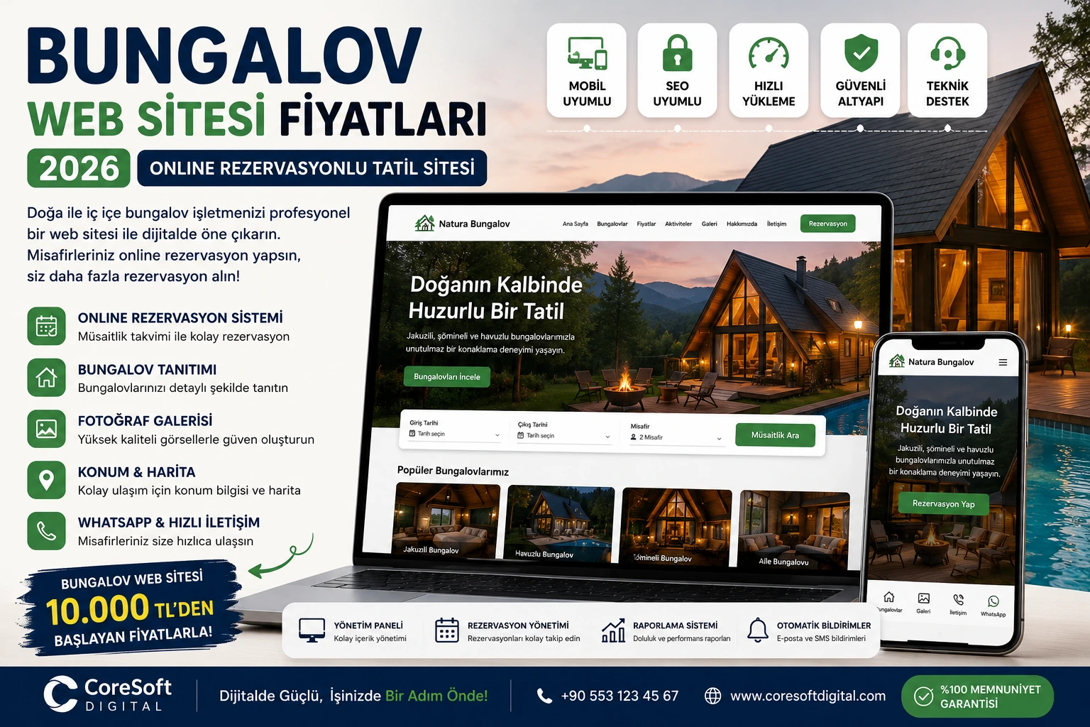 Bungalov Web Sitesi Fiyatları 2026: Online Rezervasyonlu Tatil Sitesi